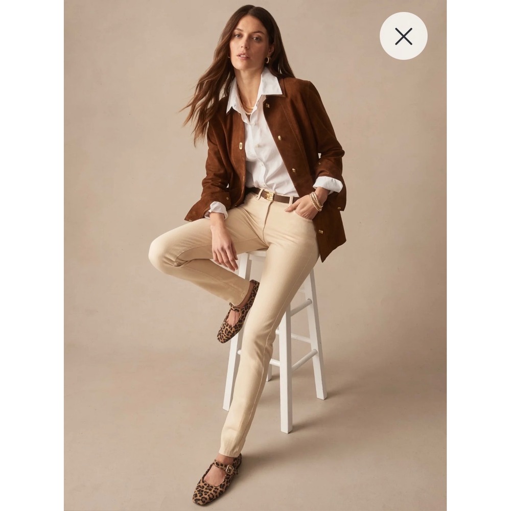 J.McLaughlin Lexi Straight Leg Pants Cream Beige Cotton Stretch 12